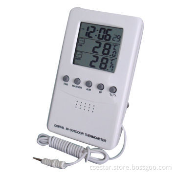 Thermometer with alarm clock